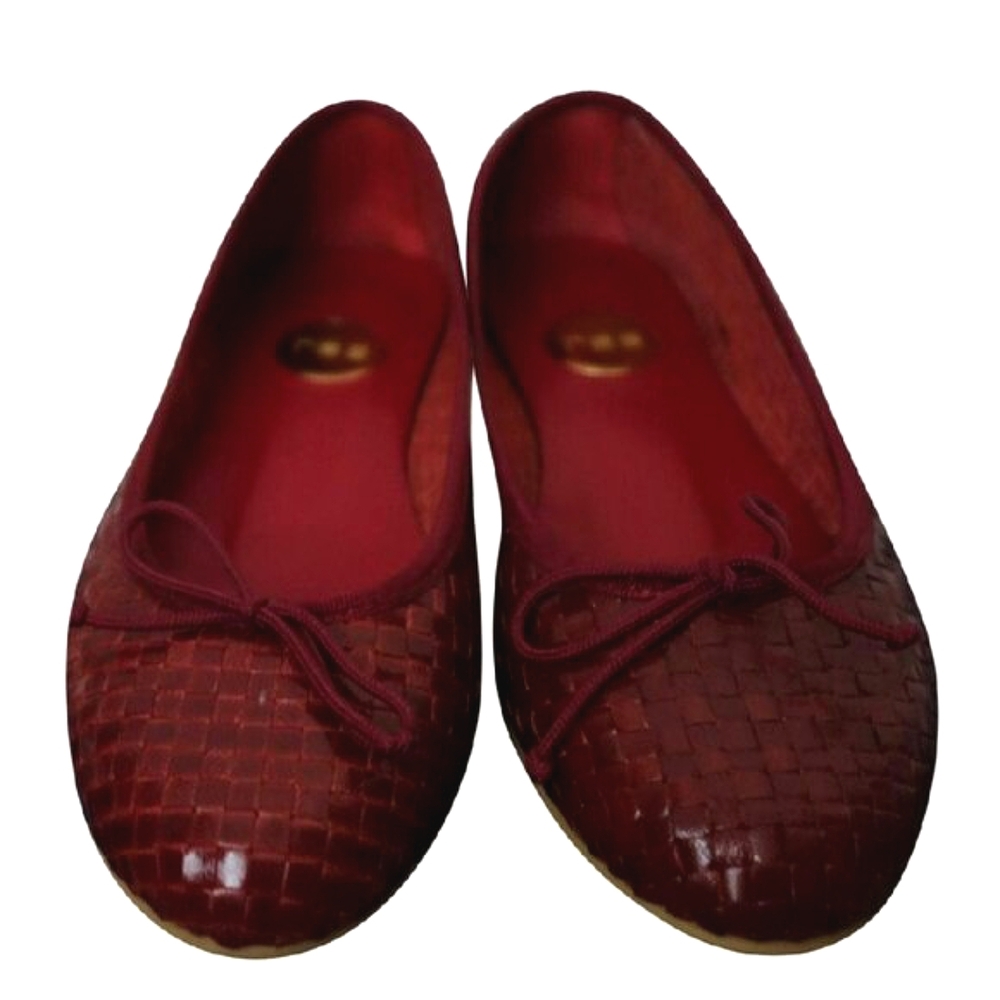 RAS Woven Leather Flats  Maroon  Size 38